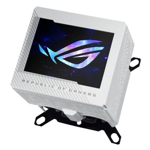 Asus ROG Ryujin III WB White Edition CPU Water Block, Full-Colour 3.5″ LCD Customisable Screen, Embedded VRM Fan
