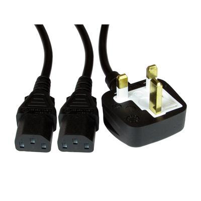 UK Mains to 2 x IEC Kettle 1.8m Black OEM Power Splitter Cable
