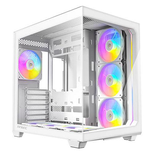 Antec C5 ARGB Dual Chamber Gaming Case w/ Glass Side & Front, ATX, 7x ARGB Fans, Fan Controller, LED Control Button, USB-C, Asus BTF Compatible, White