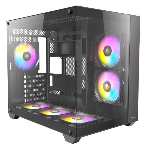 Antec CX800 RGB Elite Dual Chamber Gaming Case w/ Glass Side & Front, ATX, 6x RGB Fans, LED Button, Asus BTF Compatible, Black