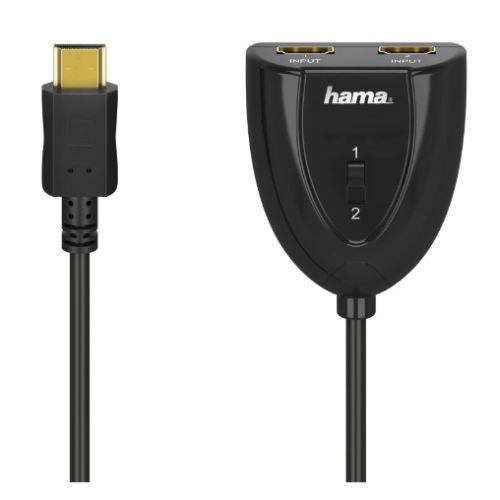 Hama 2×1 HDMI Switch, 2 Inputs, 1 Output, 1080p 60Hz, Plug and Play