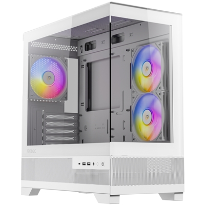 ANTEC CX500M Micro Tower Gaming Case, White, 2  x USB 3.0 / 1 x USB Type-C, Tempered Glass Side Panel, Micro-ATX/ITX