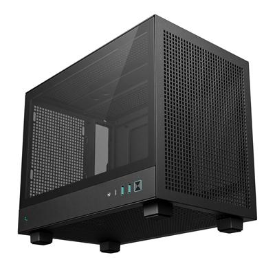 DeepCool CH160 Ultra-Portable Gaming Case Black Micro Tower with Tempered Glass Side Window Panel, Advanced Cooling, USB 3.0/USB-C Ports, Pre-Installed Fans, Mini-ITX
