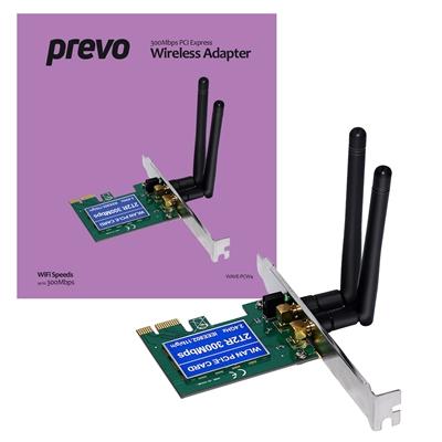 Prevo 300mbps PCI Express Wireless Adapter with Additional Low Profile Bracket