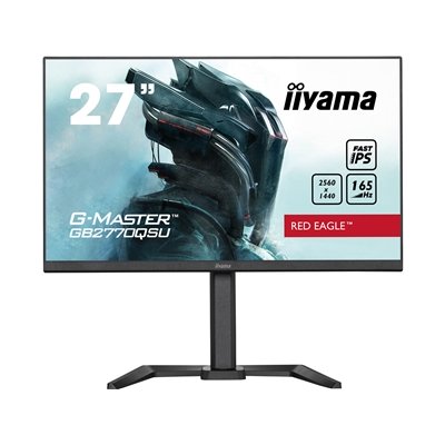 iiyama G-Master GB2770QSU-B5 Red Eagle 27 Inch Gaming Monitor, Black, WQHD, IPS, 165Hz, 0.5ms, FreeSync, HDMI, Display Port, USB Hub, Speakers, Int PSU, Height Adjustable, Pivot, VESA