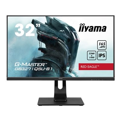 iiyama G-Master GB3271QSU-B1 32 Inch Red Eagle Gaming Monitor, IPS, 2560×1440, 1ms, 165hz, FreeSync, HDMI, Display Port, USB Hub, Speakers, Int PSU, Height Adjustable