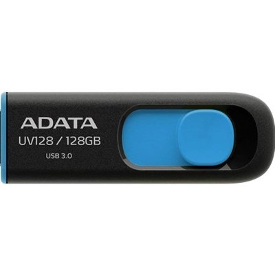 Adata UV128 128GB USB 3.2 Gen 1 Flash Drive, Capless Design, Black/Blue