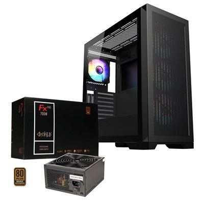 CIT Creator Black Full Tower ATX/ E-ATX Case & FREE RGB Fan Hub Strip Kit + CRONUS 700ATV FX PRO 700W PSU 80 PLUS Bronze, Non Modular