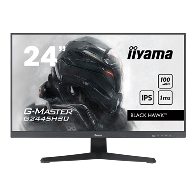 iiyama G-MASTER GB2445HSU-B1 24 inch IPS Monitor, Full HD, 1ms, HDMI, DisplayPort, USB Hubx2, Freesync, 100Hz, Speakers, Black, Internal PSU, VESA, Height Adjustable, Swivel