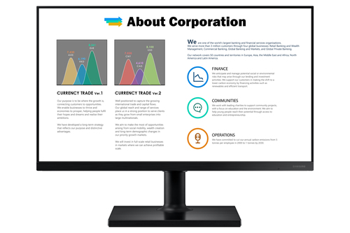 Samsung F22T450FQR 22 Inch IPS Monitor, 1920 x 1080 Full HD (1080p), 75 Hz, 250cd/m, 5 ms, 2xHDMI, DisplayPort, USB-Hub, Freesync, Height Adjustable