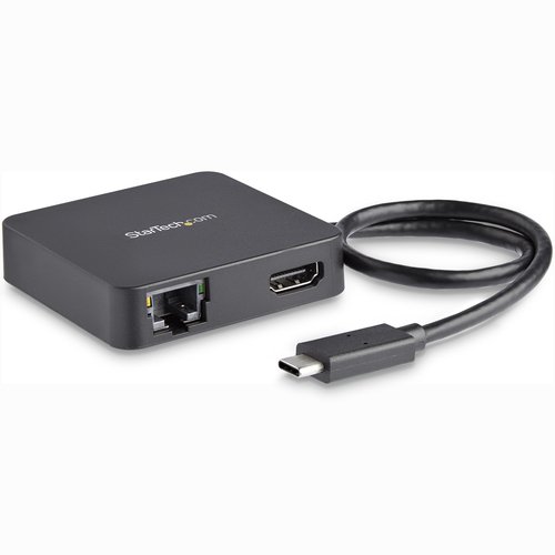 StarTech.com USB C Multiport Adapter – Portable USB-C Mini Dock 4K HDMI Video – Gigabit Ethernet, USB 3.0 Hub (1x USB-A 1x USB-C) – USB Type-C Multiport Adapter – Thunderbolt 3 Compatible