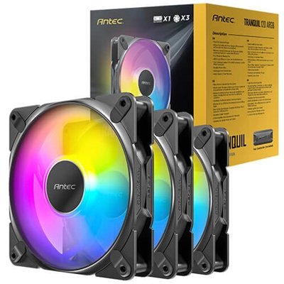 Antec Tranquil 120 ARGB 3-Pack Case Fans with Controller – 120mm High Performance PWM Fans with Addressable RGB Lighting and Fan Control Hub