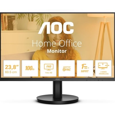 AOC 24B3HA2 23.8 Inch Full HD IPS Monitor, WLED, VGA, HDMI, Speakers, VESA, 100Hz, 1ms, Speakers, Internal PSU