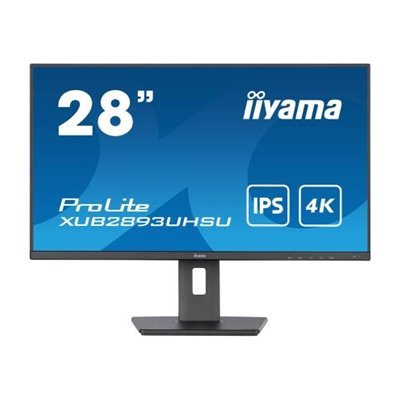 iiyama Prolite XUB2893UHSU-B5 2 inch IPS Monitor, 4K, 3ms, HDMI, DisplayPort, USB Hub, 60Hz, Speakers, Black, Internal PSU, VESA, Height Adjust, Pivot