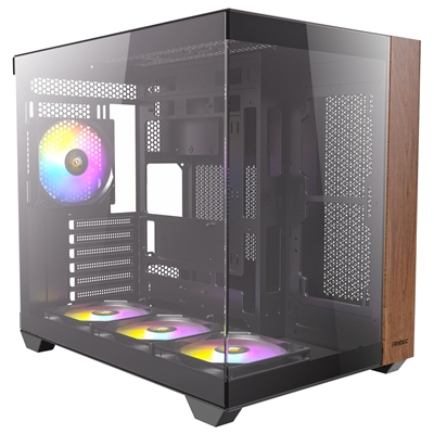 Antec CX800 Wood ARGB Mid-Tower PC Case – 270′ Panoramic View, Tempered Glass, 9 Fan Positions, USB Type-C