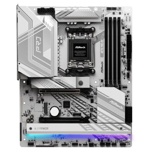 ASRock X870 PRO RS AMD AM5 Socket Motherboard, ATX, 4x DDR5 Slots, 3x M.2 Sockets, 3x USB-C Port, Fitted I/O Shield, 2.5GbE LAN, 1x HDMI Port / 2x USB-C (USB4)