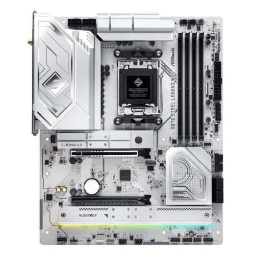 ASRock X870 STEEL LEGEND WIFI AMD AM5 Socket Motherboard, ATX, 4x DDR5 Slots, 3x M.2 Sockets, 3x USB-C Port, Fitted I/O Shield, 2.5GbE LAN, Wi-Fi 7, 1x HDMI Port / 2x USB-C (USB4)