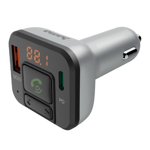 Hama FM Transmitter with Bluetooth and Hands-Free, microSD Slot, USB-A QC 3.0, USB-C PD