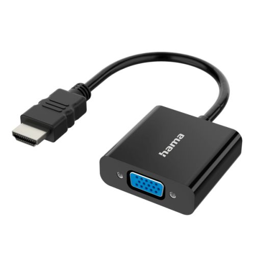 Hama HDMI Male to VGA Female Converter Cable with Audio 3.5mm Jack, 15cm, Black, *Eco-Friendly Packaging*