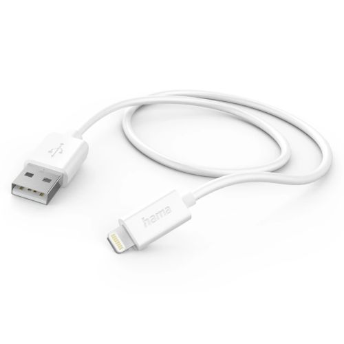 Hama Charging/Data USB-A to Lightning Cable, 480Mbps, 1 Metre, White