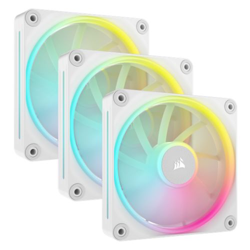 Corsair iCUE LINK LX120 12cm PWM RGB Case Fans (3-Pack), 18 RGB LEDs, Magnetic Dome Bearing, 2400 RPM, iCUE LINK Hub Included, White