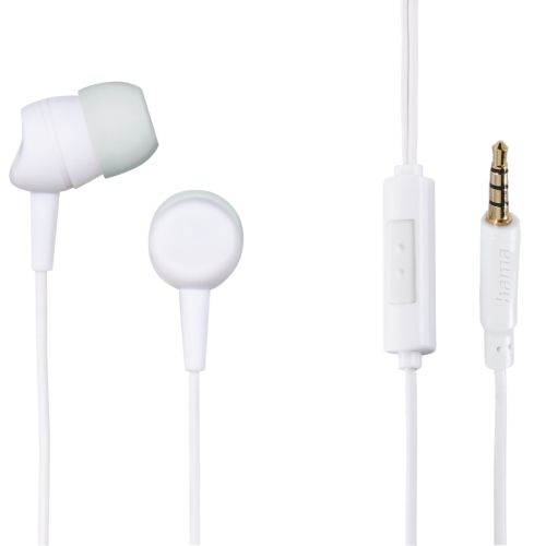 Hama (Kooky) In-Ear Earset, 3.5mm Jack, Inline Microphone, Answer Button, Cable Kink Protection, White