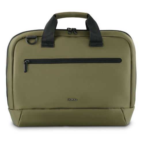 Hama Ultra Lightweight Laptop Bag, Up to 14.1″, Padded Compartment, Front Pocket, Trolley Strap, Water-Repellent, Eco-Friendly, Olive Green