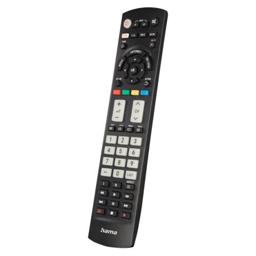 Hama Universal IR Remote Control for Panasonic TVs, Teachable, Smart Buttons, Illuminating Buttons, 10m Range