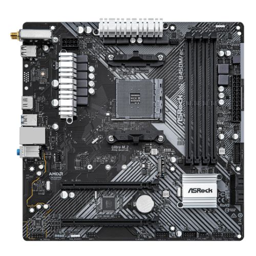 Asrock B450M/AC R2.0, AMD B450, AM4, Micro ATX, 4 DDR4, HDMI, GB LAN, AC Wi-Fi, 1x M.2