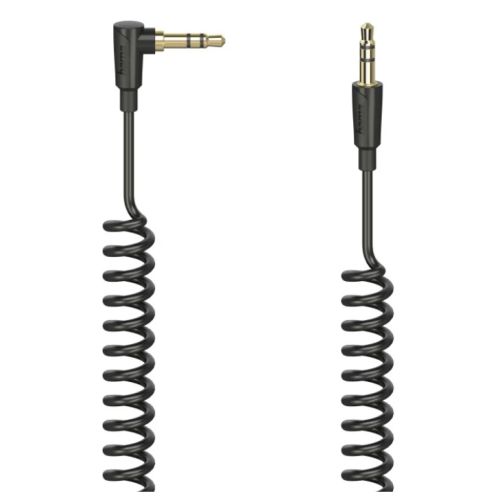 Hama Flexi-Slim 3.5mm Jack Stereo Spiral Cable, 90° Male to Straight Male, 1.5 Metre