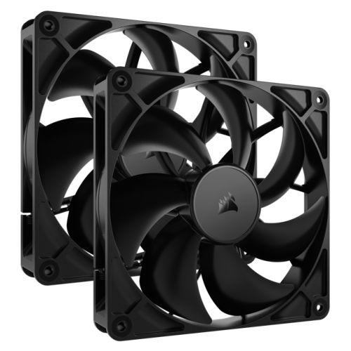 Corsair RS140 PWM 14cm Case Fans (2 Pack), Magnetic Dome Bearing, Daisy-Chain 4-Pin, 1700 RPM, AirGuide Tech, Black