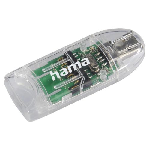 Hama External 8-in-1 USB 2.0 Card Reader, SD/microSD, Transparent, USB Powered