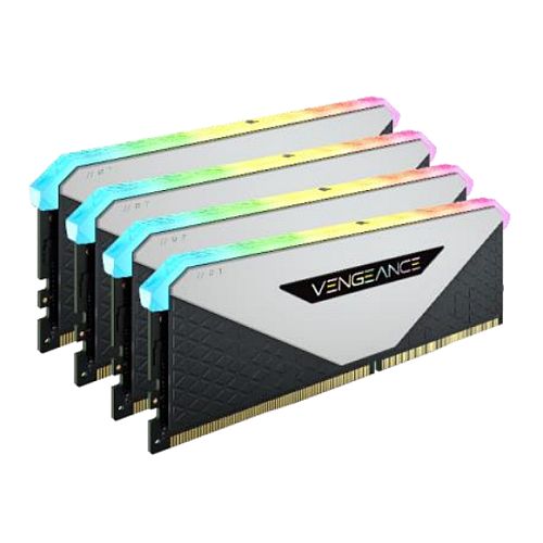 Corsair Vengeance RGB RT 32GB Memory Kit (4 x 8GB), DDR4, 3200MHz (PC4-25600), CL16, 10 LEDs, AMD Optimised, White