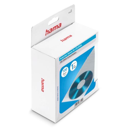 Hama CD/DVD/Blu-Ray Protective Sleeves x100, Transparent