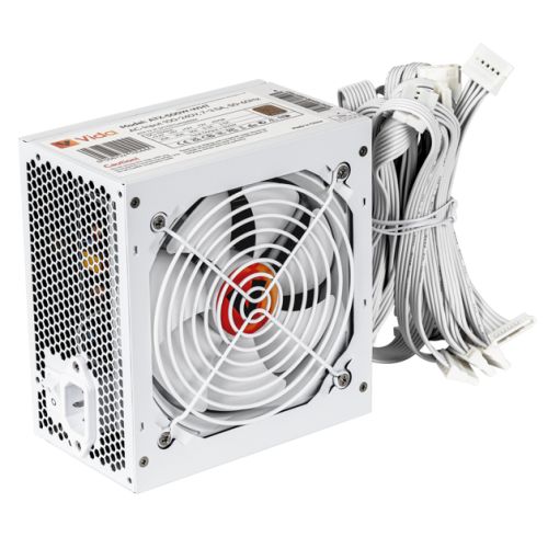 Vida 500W ATX PSU, 80+ Bronze, Fluid Dynamic Ultra-Quiet Fan, PCIe, Flat White Cables, Power Lead Not Included, White