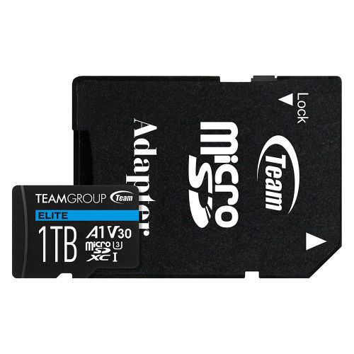 Team 1TB Elite A1 Micro SDXC Card with SD Adapter, UHS-I Class 3, U3, A1 App Performance, 100MB/s