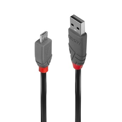 Lindy 36730 0.2m USB 2.0 Type A to Micro-B Cable, Anthra Line