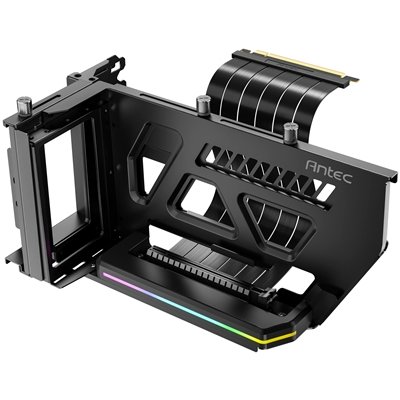 Antec RGB Adjustable Shift PCI Vertical GPU Bracket with PCI-E 4.0 Riser Cable (190mm), Compatible with E-ATX, ATX Cases