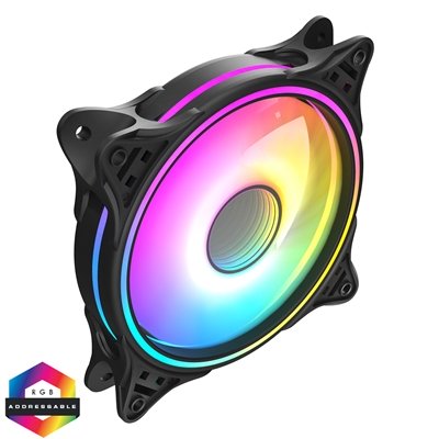 CiT Tornado FNB 120mm RGB LED Fan – High Airflow, Quiet Operation, 4-Pin PWM, Black