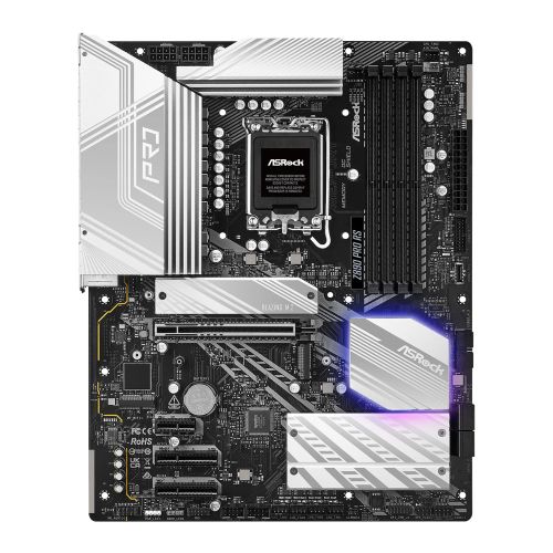 Asrock Z890 PRO RS WIFI WHITE, Intel Z890, 1851, ATX, 4 DDR5, HDMI, DP, 2 TB4, Wi-Fi 6E, 2.5G LAN, RGB, 4x M.2