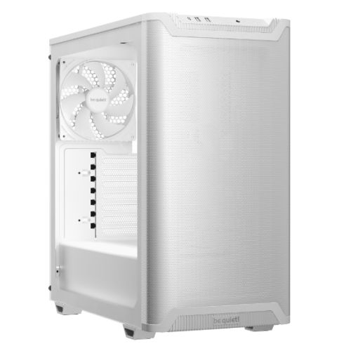 be quiet! Pure Base 501 Case, Airflow Window White, Mid Tower, 2 x USB Type-A, 1 x USB Type-C, 2 x Pure Wings 2 140mm Black PWM Fans Included, Sleek front panel and airflow top cover for a unified, classic design.