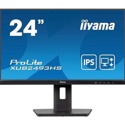 iiyama PROLITE XUB2493HS-B6 24 inch IPS Monitor, Full HD, 0.5ms, HDMI, DisplayPort, Freesync, 100Hz, Speakers, Black, Internal PSU, VESA, Height Adjustable, Pivot