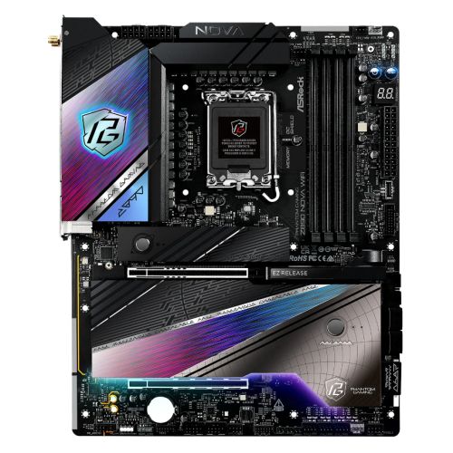 ASRock Z890 NOVA WIFI PHANTOM GAMING Intel 1851 Socket Motherboard, ATX, 4x DDR5 Slots, 6x M.2 Sockets, 3x USB-C Port, Fitted I/O Shield, 2.5GbE LAN, Wi-Fi 7, 1x HDMI Port / 2x USB-C (USB4)