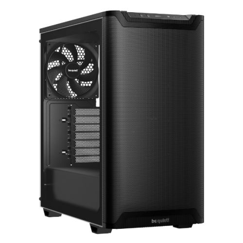 be quiet! Pure Base 501 Case, Airflow Window Black, Mid Tower, 2 x USB Type-A, 1 x USB Type-C, 2 x Pure Wings 2 140mm Black PWM Fans Included, Sleek front panel and airflow top cover for a unified, classic design.