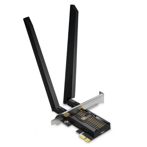 TP-Link (Archer TBE550E) BE9300 Wi-Fi 7 Tri-Band PCI Express Adapter, Bluetooth 5.4, WPA3, External Base/Antennas