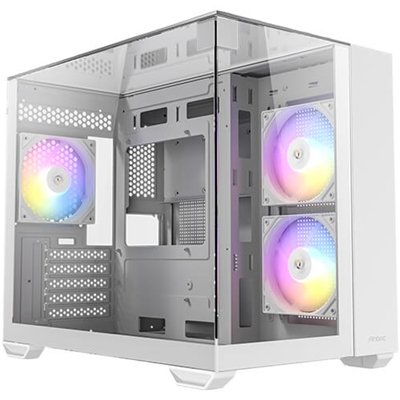 Antec CX600M Trio ARGB Mini Tower Gaming Case, White, Tempered Glass Panels, Dual Chamber Design, Vertical Cooling, Pre-Installed ARGB Fans, Water Cooling Support