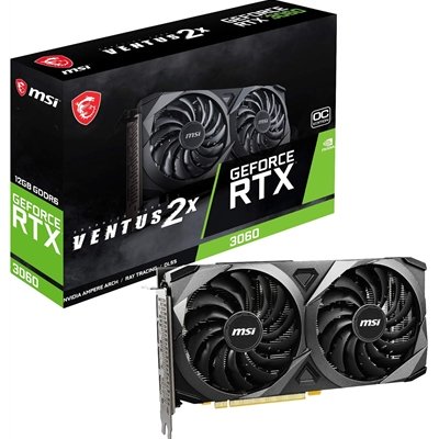 MSI NVIDIA GeForce RTX 3060 VENTUS 2X 12G OC Graphics Card, 12GB GDDR6, 3584 CUDA Cores, 1807 MHz Core Clock, Dual Fan, 3x DisplayPorts / 1x HDMI Ports