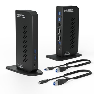 Plugable UD-6950Z Universal Dual Monitor 4K USB-A/USB-C DisplayLink Certified Docking Station