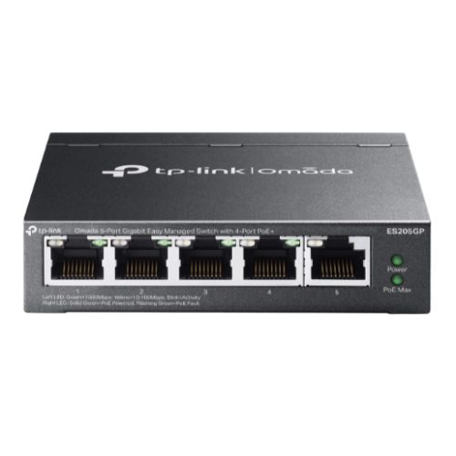 TP-LINK (ES205GP) Omada 5-Port Gigabit Easy Managed Switch with 4-Port PoE+, 5x GB Ports, Metal Casing