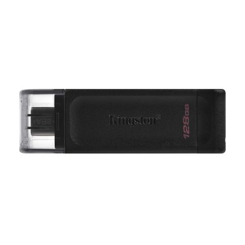 Kingston DT70/128GB DataTraveler 128GB USB Flash Drive, USB 3.2,  USB-C, Gen1, 80MB/s, Cap Design, Black, Retail.